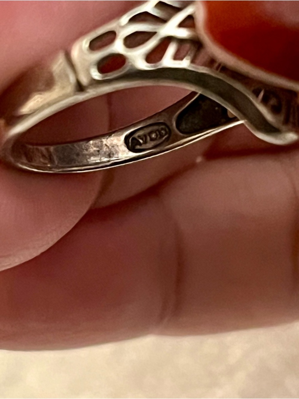 Vintage Sterling Solver Avon Filigree CZ Ring Sz 8 - Picture 7 of 8